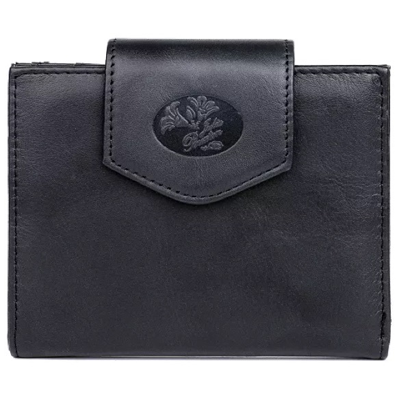 Black Leather Wallet with Embossed Logo Julia Buxton - Picture 3 of 12